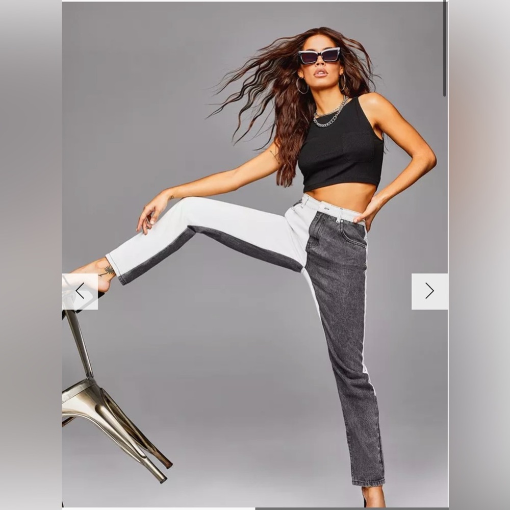 Double Color High Rise Jeans - Picture 3 of 4